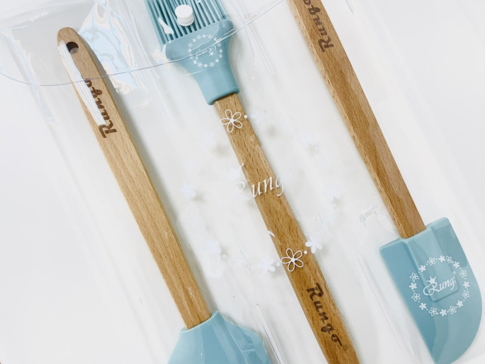 木柄矽膠耐熱刮刀油刷組